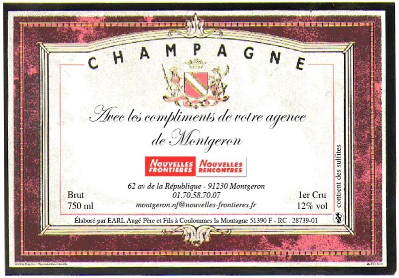 Etiquette de champagne cadre rose